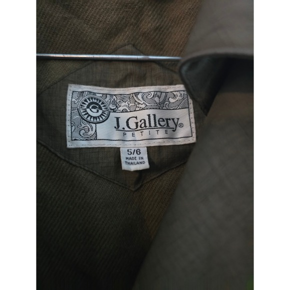 J. Gallery Petite Trench Coat Women 5/6 Olive Green Belted Double Breasted Liner - Picture 3 of 12